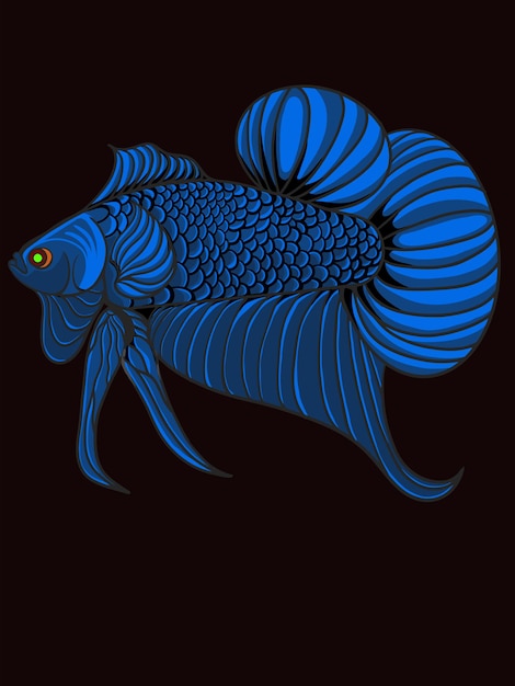 Vector vector blue betta fish drawing design