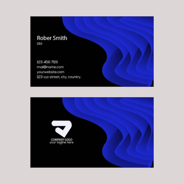 Vector blue and black business card