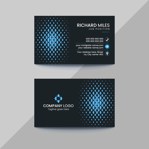 vector blue and black creative business card template