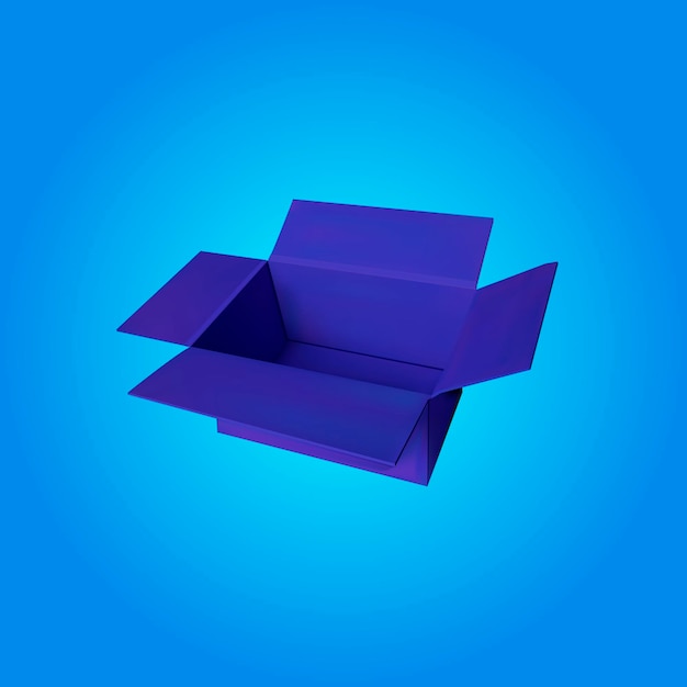 Vector blue box open 3d box template gift box bright blue color