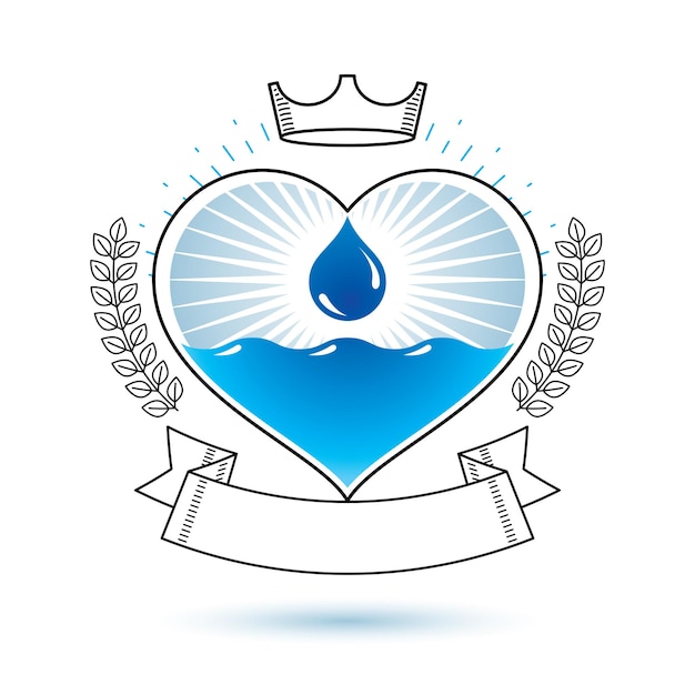マーケティングデザインシンボルとして使用するためのベクトルの青い透明な水滴のロゴタイプ。ボディクレンジングのコンセプト。
