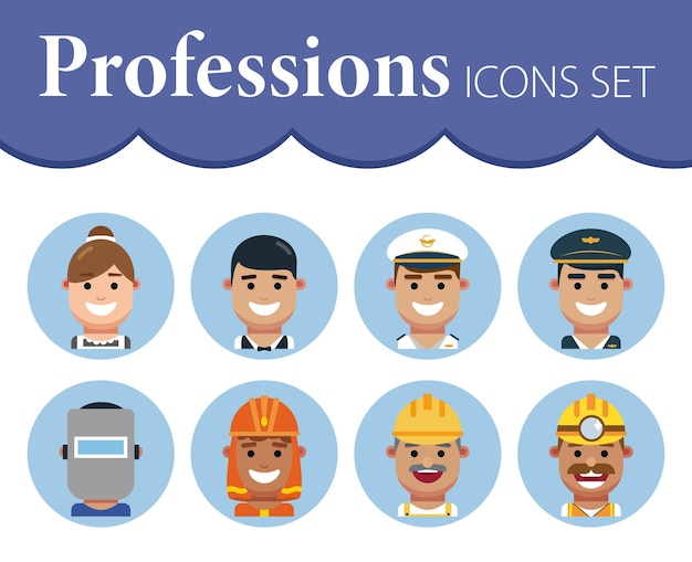 Vector vector_blue_different male and female professions collection