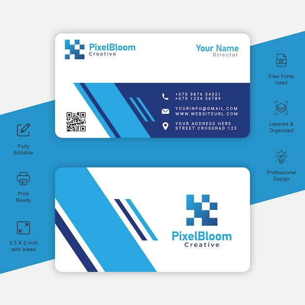 Vector blue elegant corporate business card design template