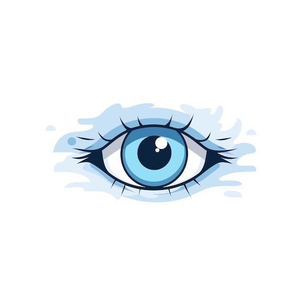 Vector of a blue eye icon on a flat white background