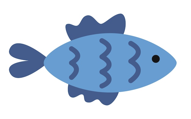 Vector blue fish in flat design Marine life animal