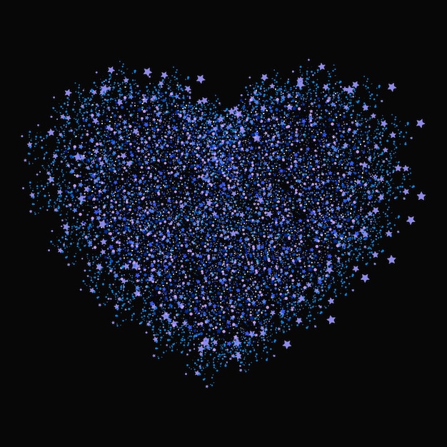 Vector blue glitter heart on dark background