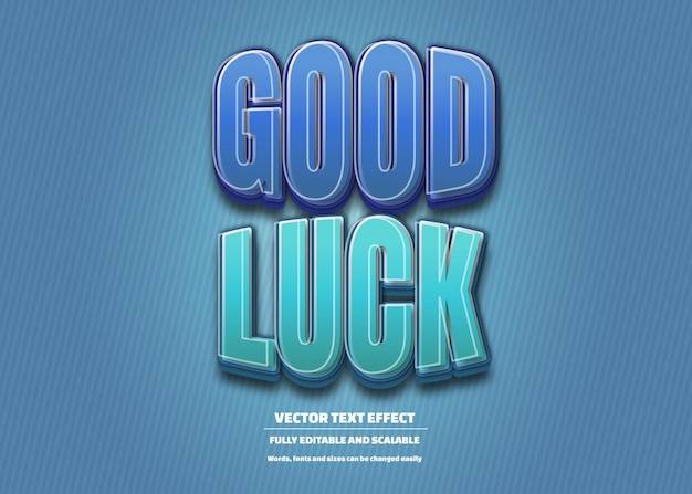 Vector blue gradient good luck art modern editable text effect style