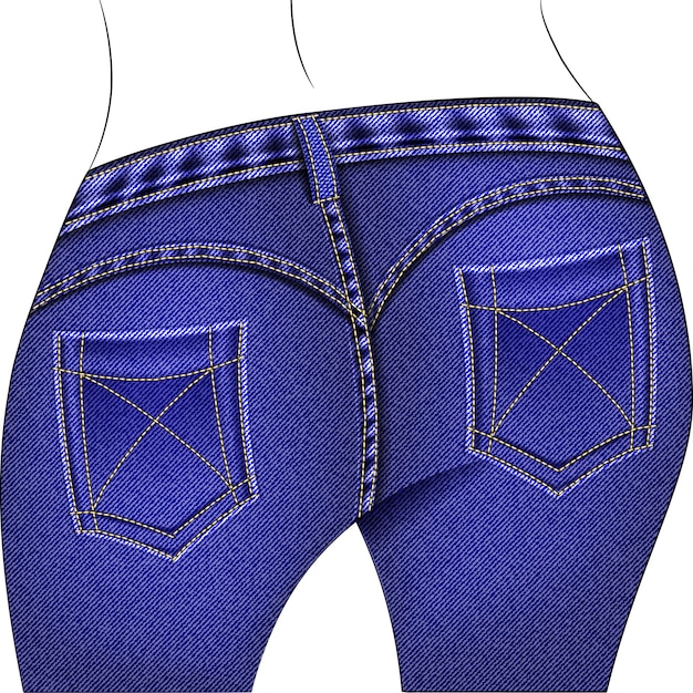 Vector vector of blue jeans from behind