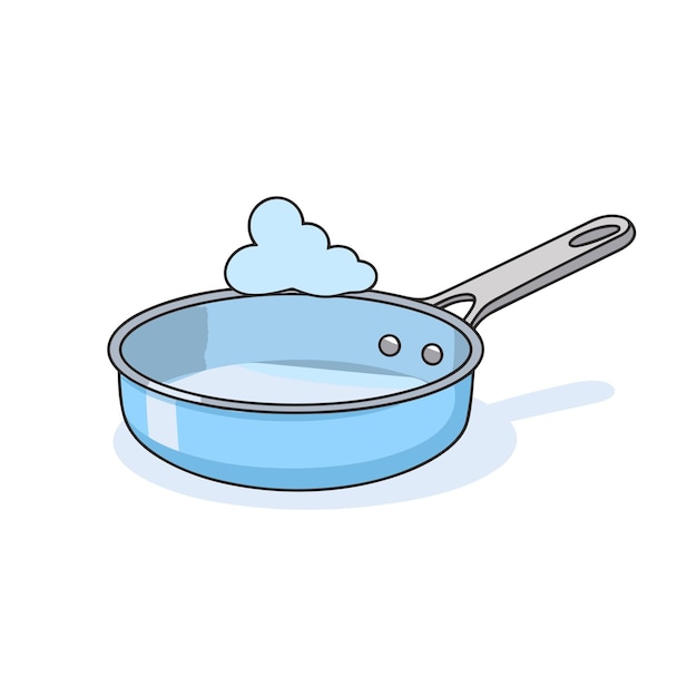 Vector of a blue pan with a spoon inside