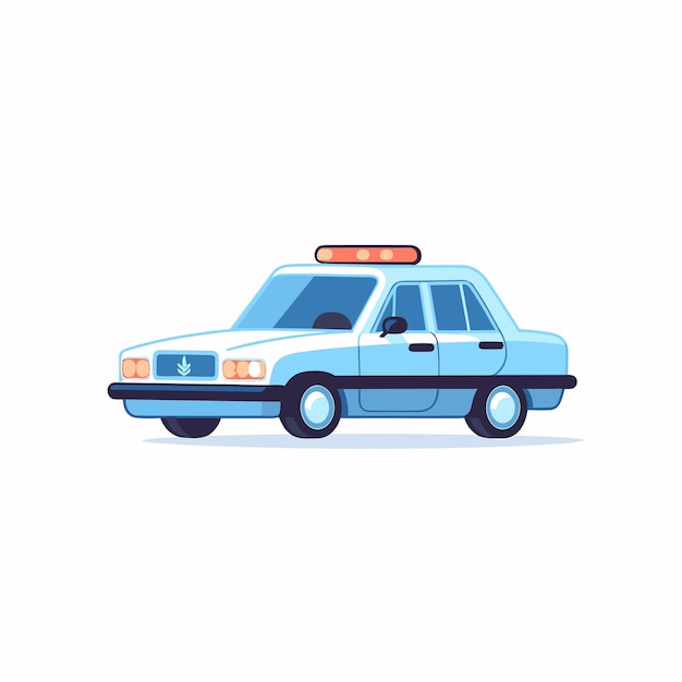 Vector of a blue police car with a light on top of it