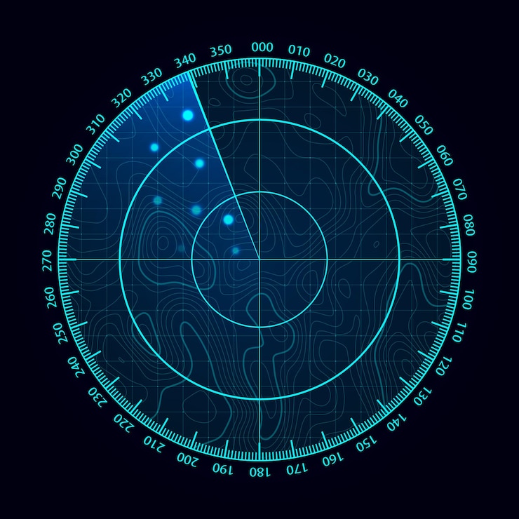 Vector vector blue radar screen futuristic hud radar display futuristic hud interface