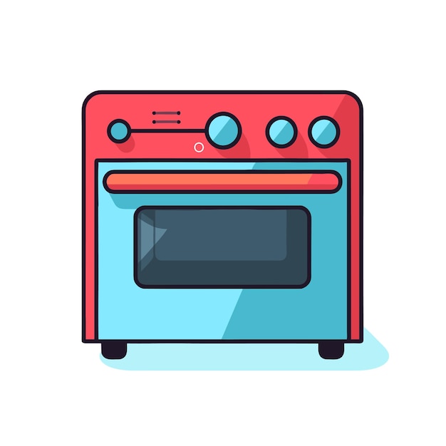 Vector of a blue and red oven with a red top vector icon