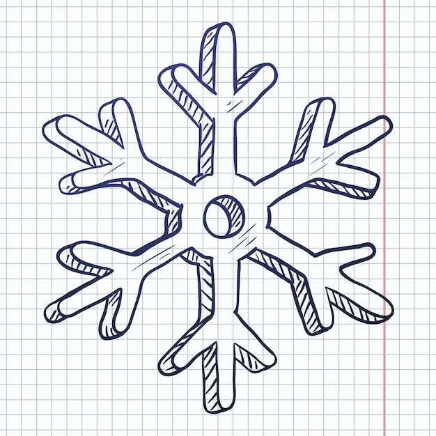 Vettore illustrazione di schizzo blu di vettore fiocco di neve