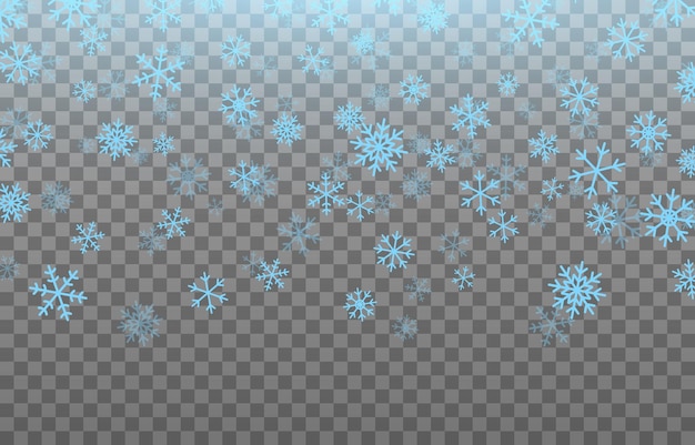 Vector blue snowflakes are falling from the sky. Snowflakes png, winter, snow flakes png. Snowfall.