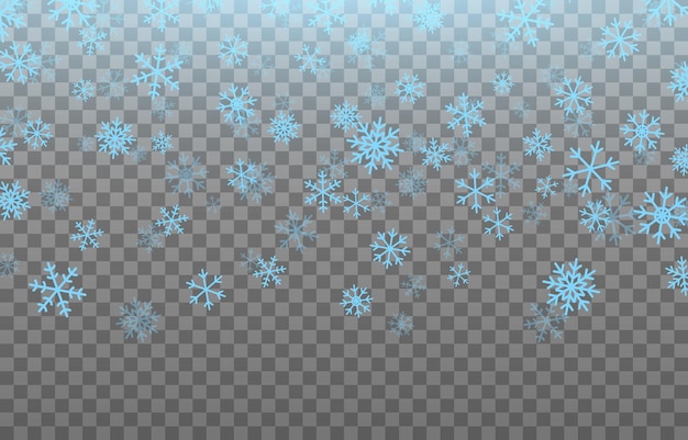 空からベクトルの青い雪片が降っています。雪片png、冬、雪片png。降雪。