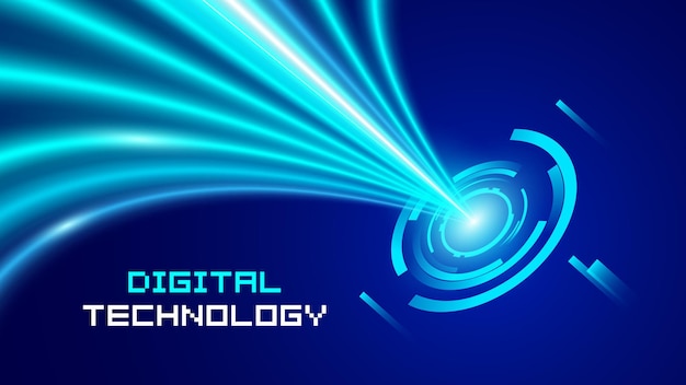 Vector blue technology background with futuristic speed light line