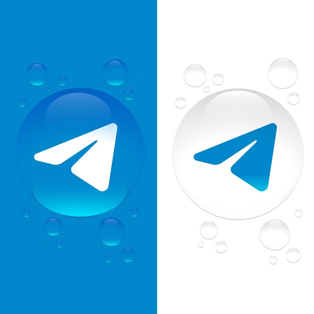 Vector vector blue and white bubble background with telegram icon