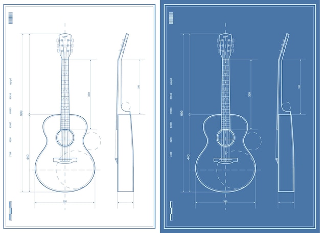 Progetto vettoriale con chitarra elettrica e acustica