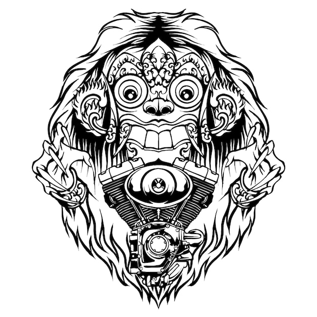 Vector bnw barong motorfietsmotor