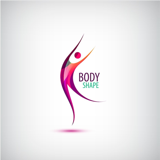 Vector vector body shape logo. human icon, dancing, sport, positive man. healthy life sign