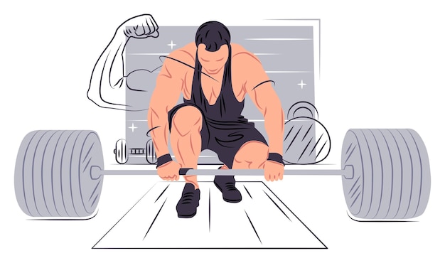 Vector vector bodybuilder in shadow of sharp lines style