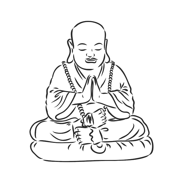 Vector Boeddha in lijn hand getrokken schets stijl op witte achtergrond Boeddha