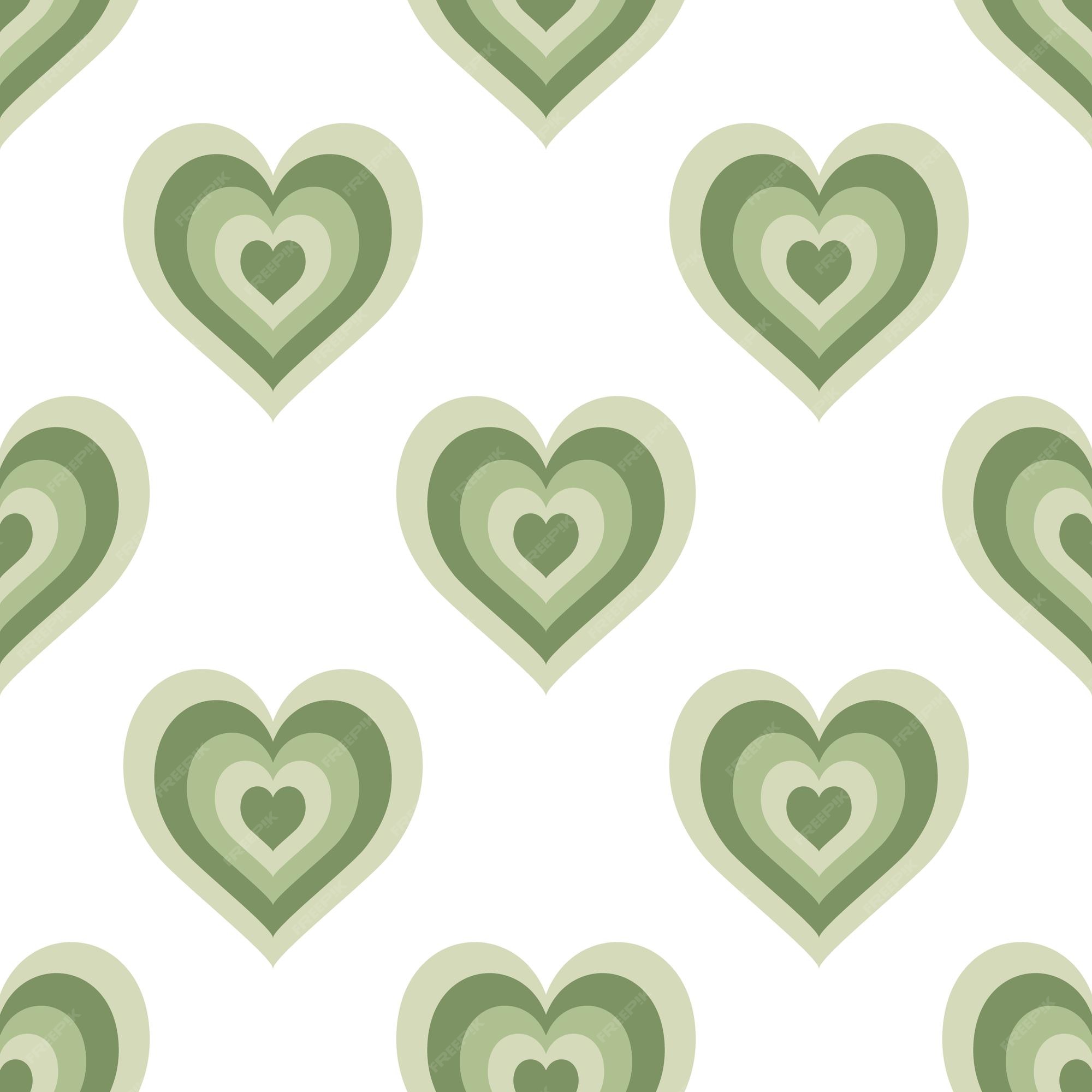 Premium Vector | Vector boho green palette aesthetic trendy heart ...