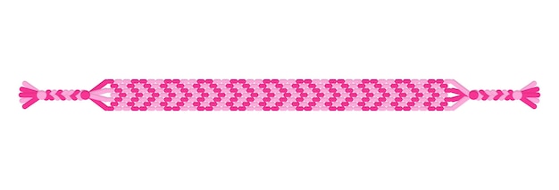 Vector vector boho love handmade hippie friendship bracelet of pink threads. macrame normal pattern. valentine's day and free love