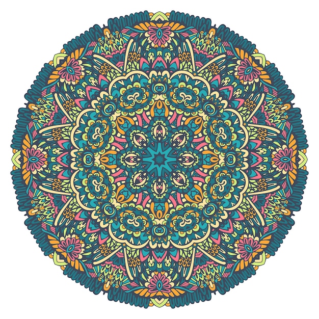 Vector boho mandala incolorful festival isolate on white background