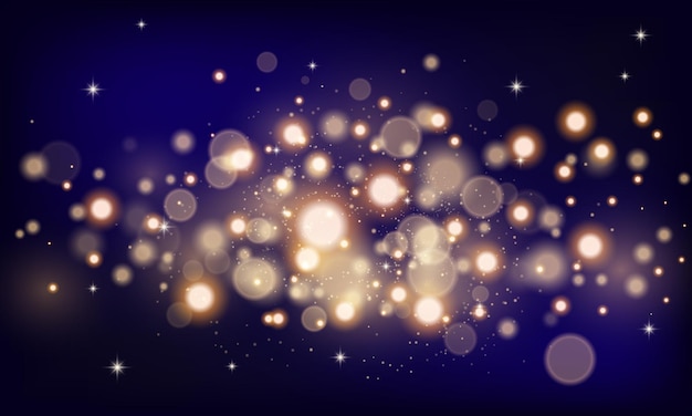 Vector bokeh lichteffect op blauwe achtergrond
