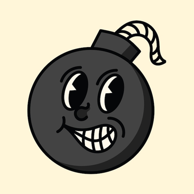 Vector bomb retro smile cute character