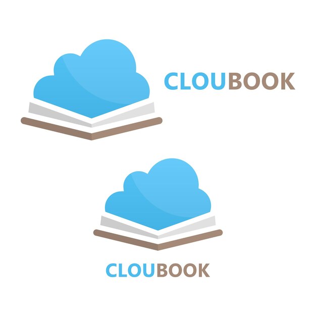 Концепция векторной книги и логотипа облака