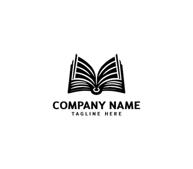 vector book education logo design creative black open book logo book sign icon reading book logo