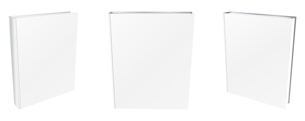 Vector vector book mockup with blank cover, template illustration isolated on white.