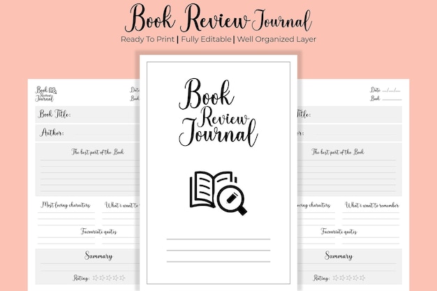 Vettore vector book review journal interno kdp