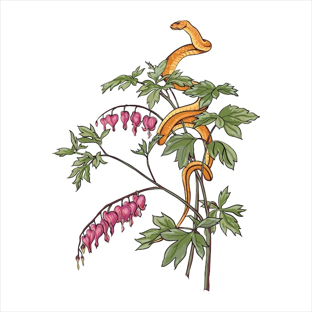 レトロなスタイルでハーブと野生の花を描くベクトル植物の手
