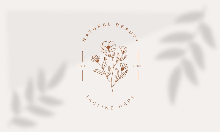 Vector vector botanical floral element hand drawn logo with wild flower leaves logo for feminine cosmetic