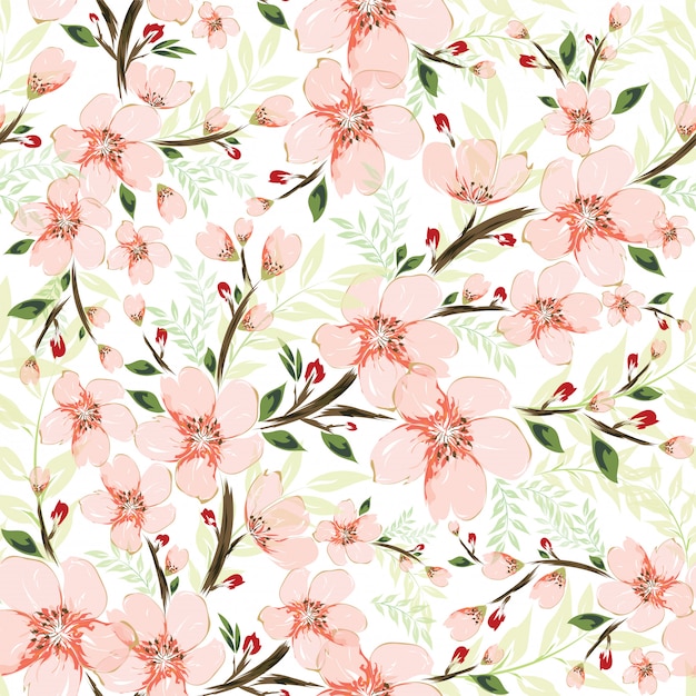 Vector botanical seamless pattern background.