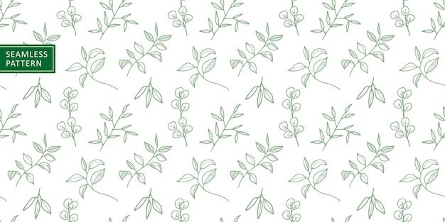 Вектор Векторный ботанический бесшовный узор с зелеными ветвями листьев эвкалипта для текстильной оберточной бумаги покрывает фон