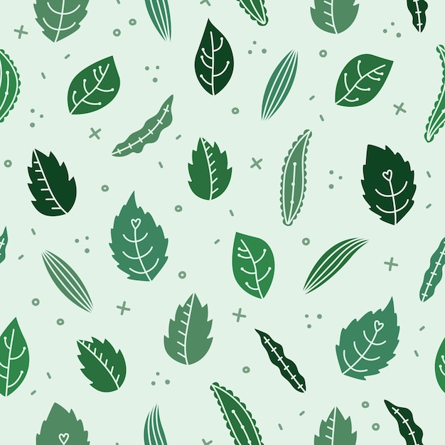 Vector botanical seamless pattern with leaves in a simple style.