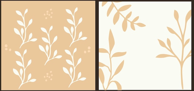 Vector botanical vertical banners set with leaves and oval elements in different color palettes