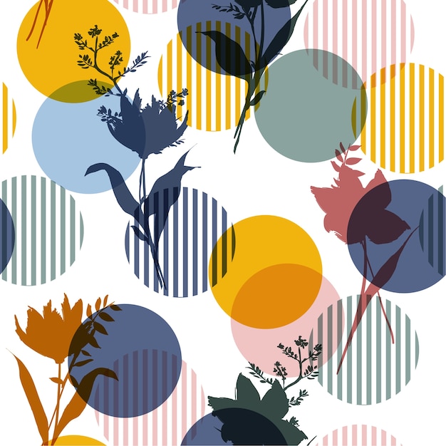 Vector botanisch silhouet bloemen naadloos patroon