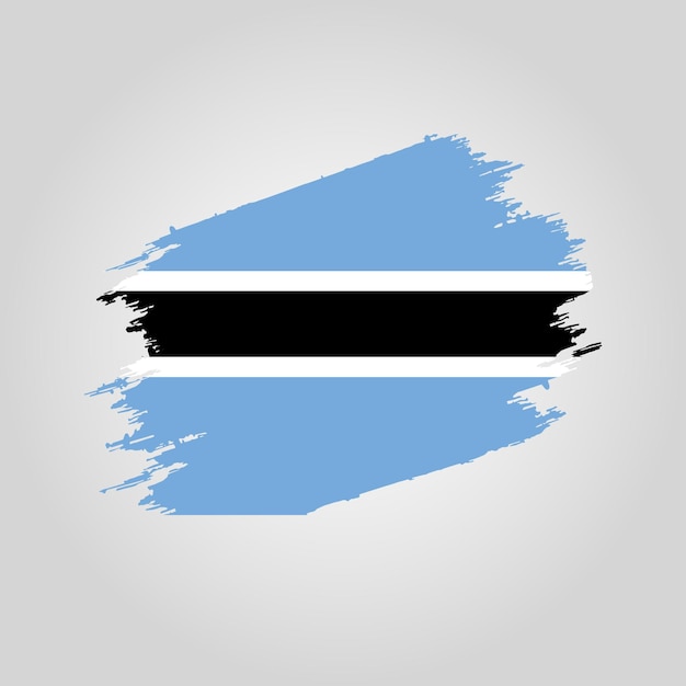 Vector Botswana flag Brush stroke with grunge background template