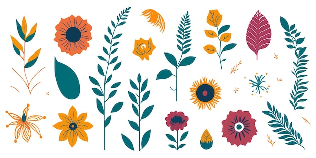 Vector vector bouquet illustrations multicolored flowers for a meadowthemed wallpaper