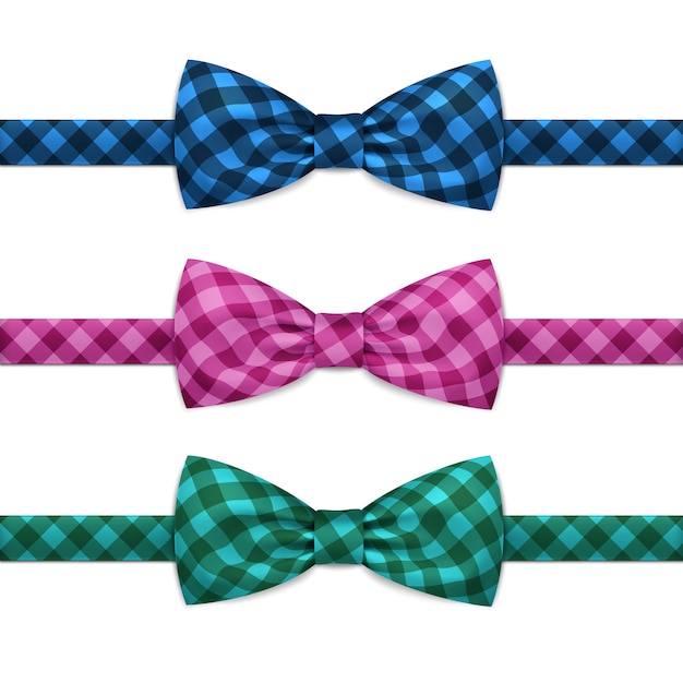 벡터 나비 넥타이 Bowtie 세트 흰색 절연