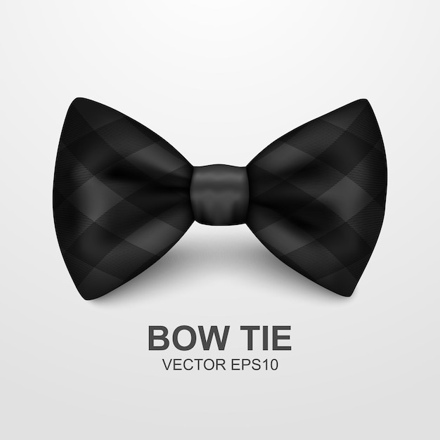 Vector vector bow tie for father s day design 3d realistic silk black checkered bow tie glossy bowtie tie gentleman father s day holiday concept design template for greeting card invitation poster