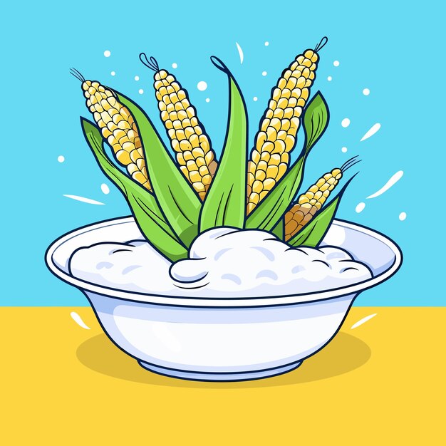 Vector of a bowl filled with delicious corn on the cob