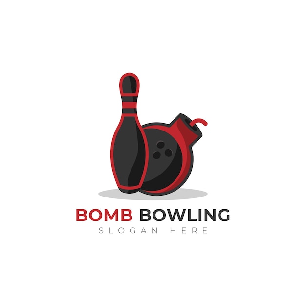 Combinazione di logo di bowling e bomba vettoriale simbolo o icona di gioco e detonazione