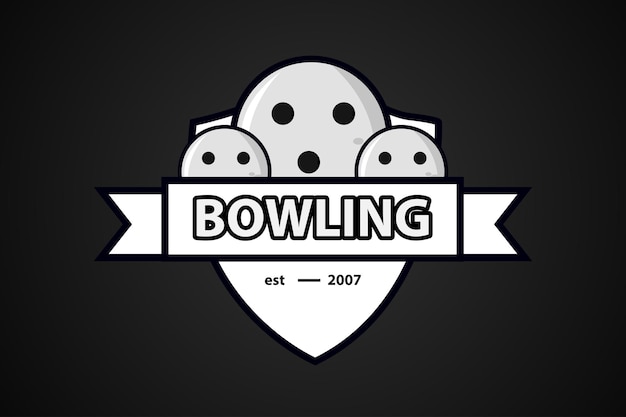 Vettore bowling logo badge logo design con sport di bowling di squadra in stile moderno