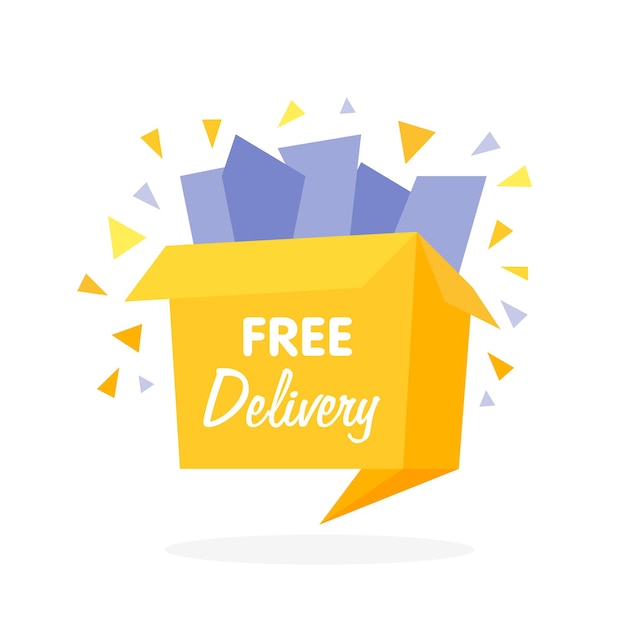 Vector box with free shipping icon - internet shopping